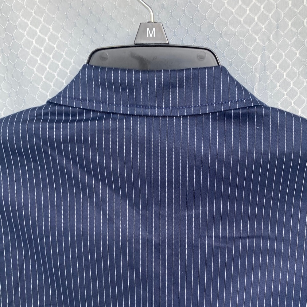 Vintage 90s The limited navy blue pin stripe blazer hidden shoulder pad - Picture 15 of 17